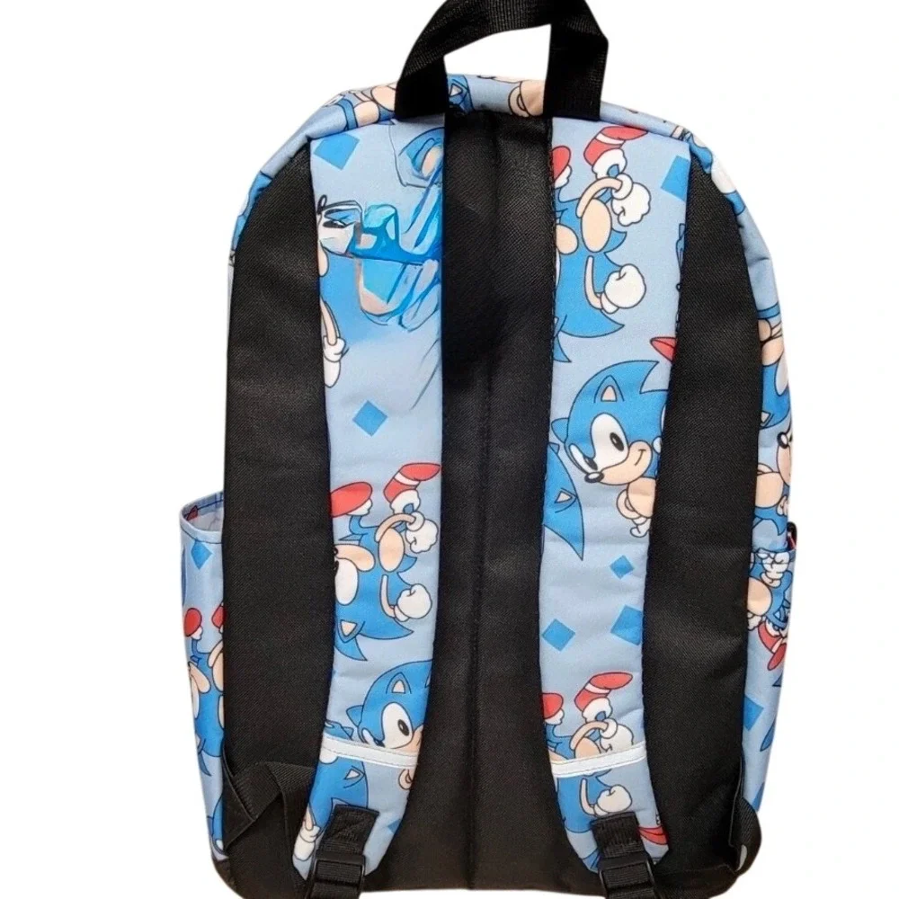 Sonic the Hedgehog Backpack Kids Blue Excellent All Over Print Gamer School Bag
